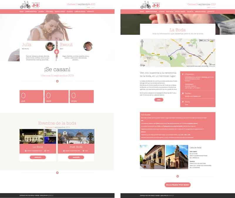 The Perfect Tandem Diseño web responsive: HTML5, wordpress, multiidioma. Detalles portada y la-boda