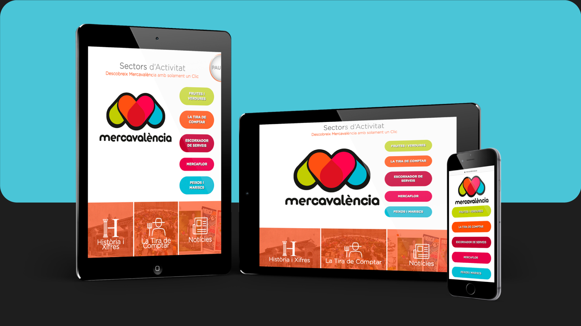 Mercavalencia, página web responsive aplicada a tablet y móvil