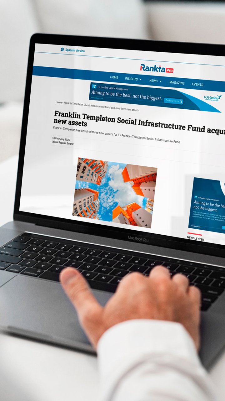Portada Rankia Pro, página web responsive sobre ordenador portátil