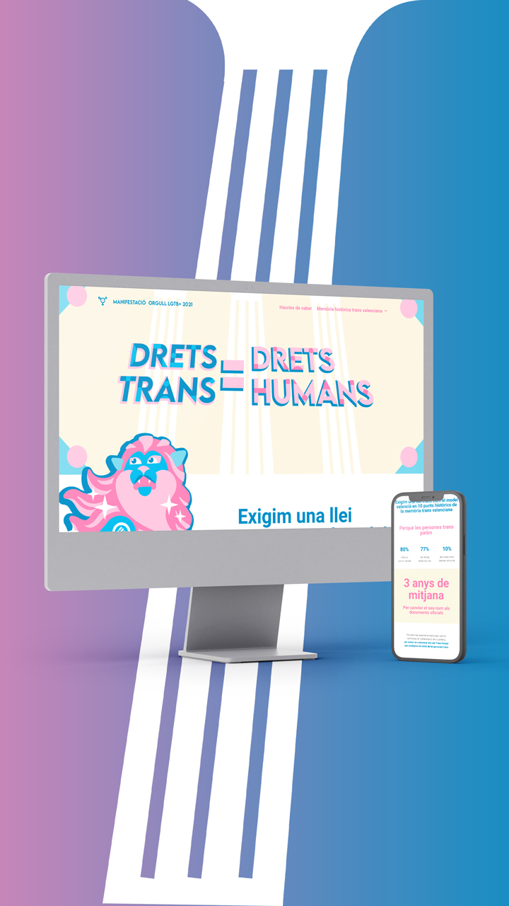 Portada Drets Trans Drets Humans, página web responsive ordenador y móvil