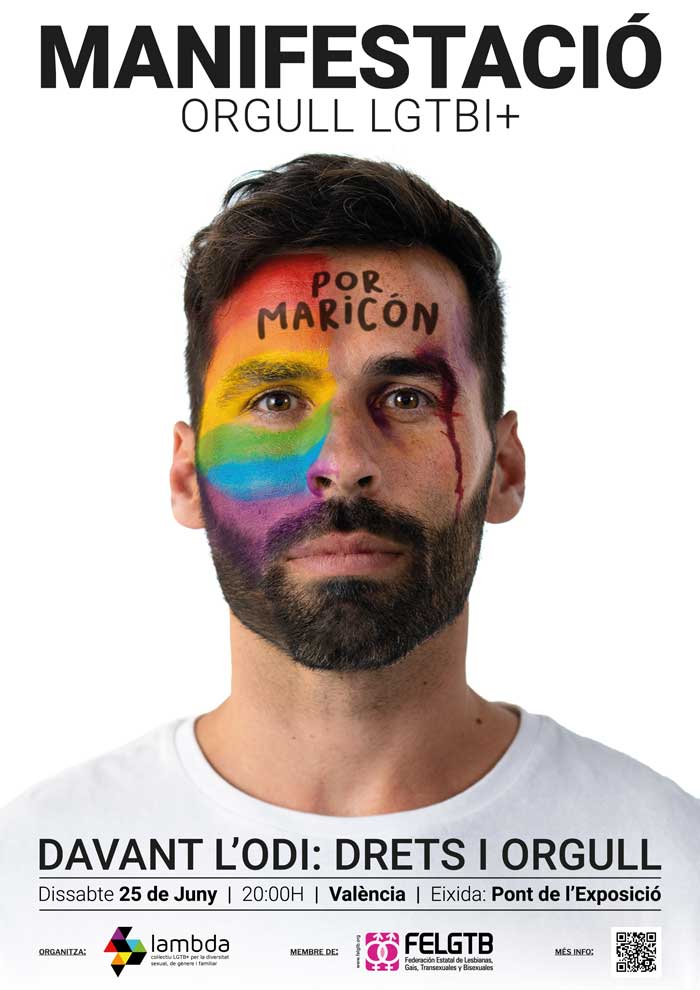 Cartel hombre manifestación Orgullo LGTBI+ 2022 de València