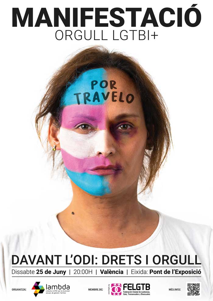 Cartel travelo manifestación Orgullo LGTBI+ 2022 de València