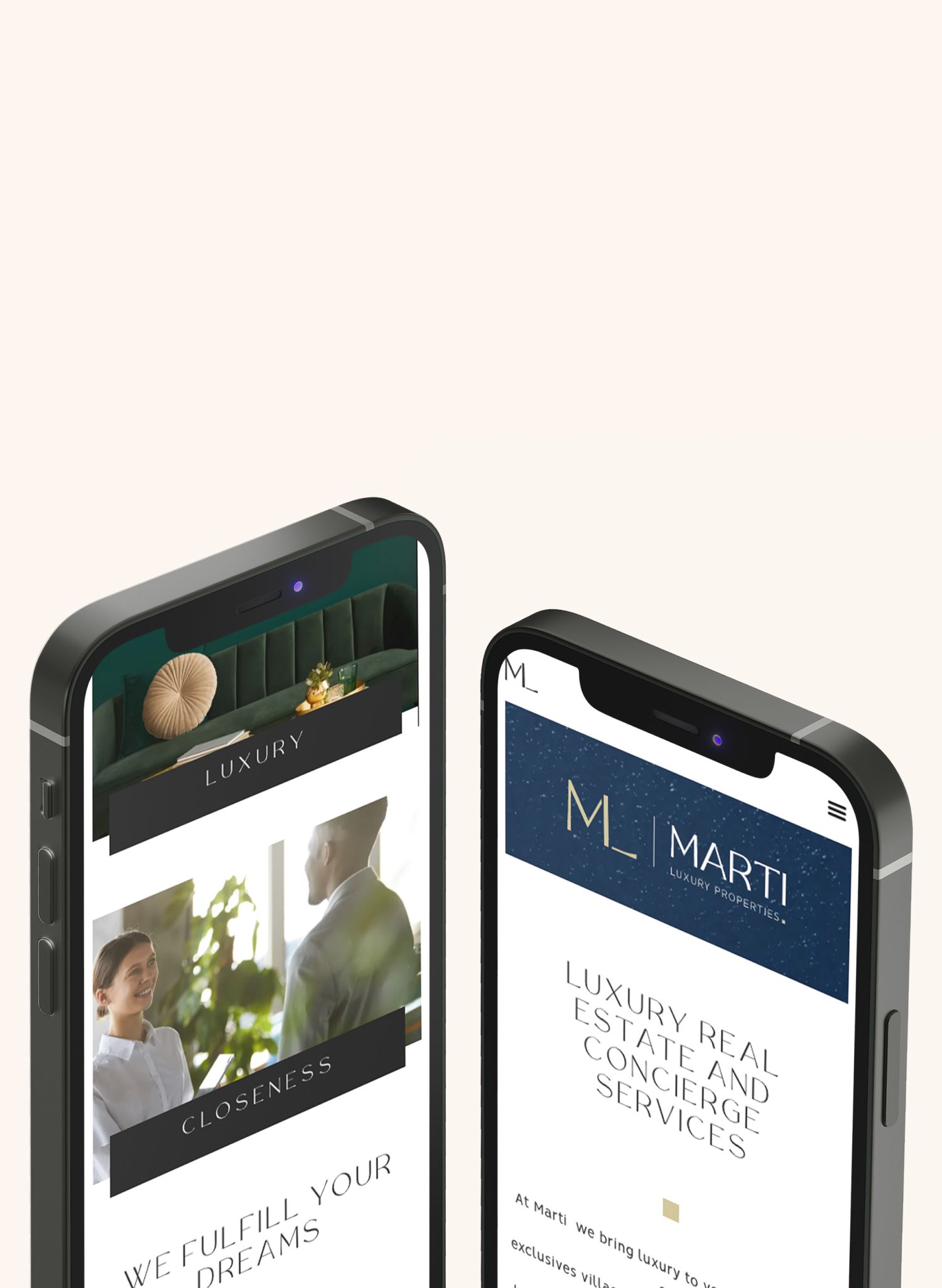 Dispositivos móviles de la página web Marti Luxury Properties